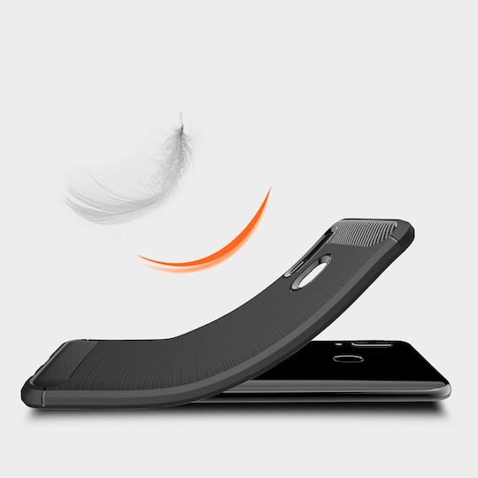 Hurtel Carbon Fiber Brushed Back Cover Silicone Blue (Galaxy A40)