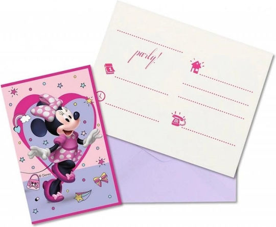 Procos Invitations Minnie Minnie Junior Disney 6pcs 93942Invitations & Envelopes with Die Cut 6pcs