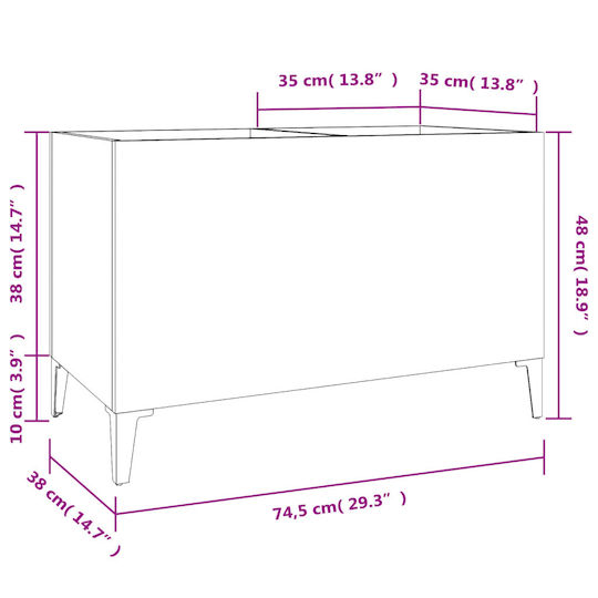vidaXL Mobilier Hi-Fi Gri 38x74.5x48cm