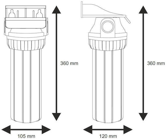 Aqua Filter FHPR12-HP1 Συσκευή Φίλτρου Νερού Κεντρικής Παροχής Μονή ½" με Ανταλλακτικό Φίλτρο Aqua Filter PP-10 20μm