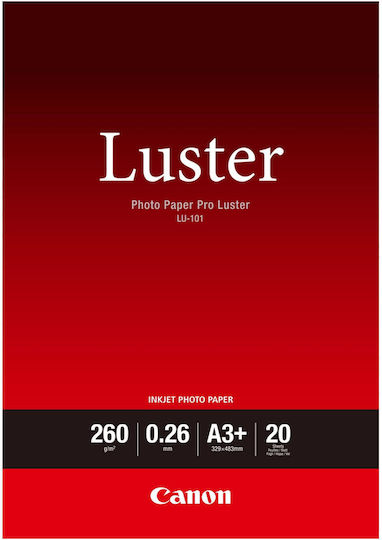 Canon LU-101 Photo Paper Pro Luster A3+ 260gr/m² for Printers Inkjet 20 Sheets