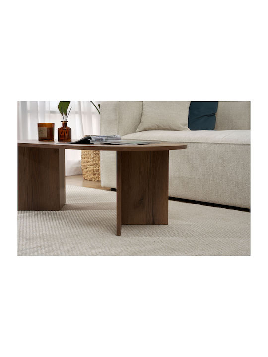 Οβάλ Κεντρικό Τραπεζάκι Sable Ξύλινο Walnut Μ119xΠ60xΥ40εκ.