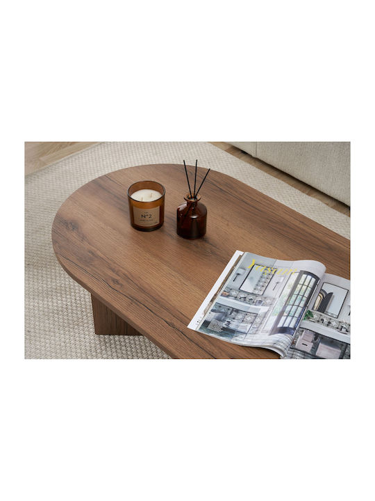 Οβάλ Κεντρικό Τραπεζάκι Sable Ξύλινο Walnut Μ119xΠ60xΥ40εκ.