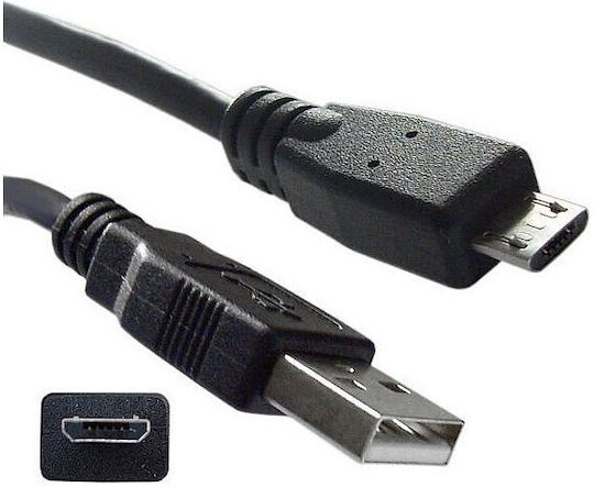 Regular USB 2.0 to micro USB Cable Μαύρο 1m 1τμχ
