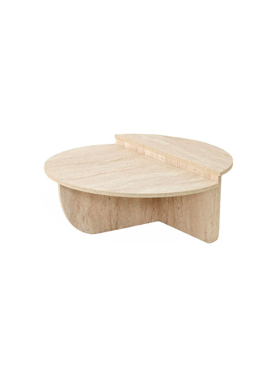 Round Central Coffee Table Podium Made of Solid Brown Wood W90xL90xH35cm