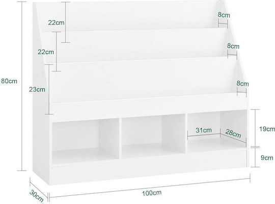 Βιβλιοθήκη Δαπέδου Ξύλινη Λευκή 100x30x80cm