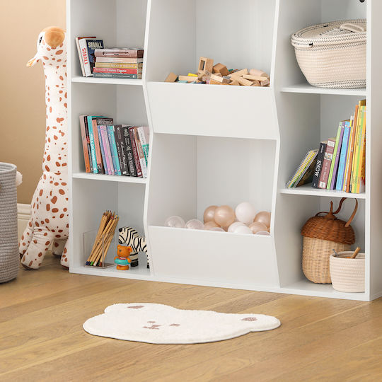 Bibliotecă Perete Lemn Alb 106x30x104cm