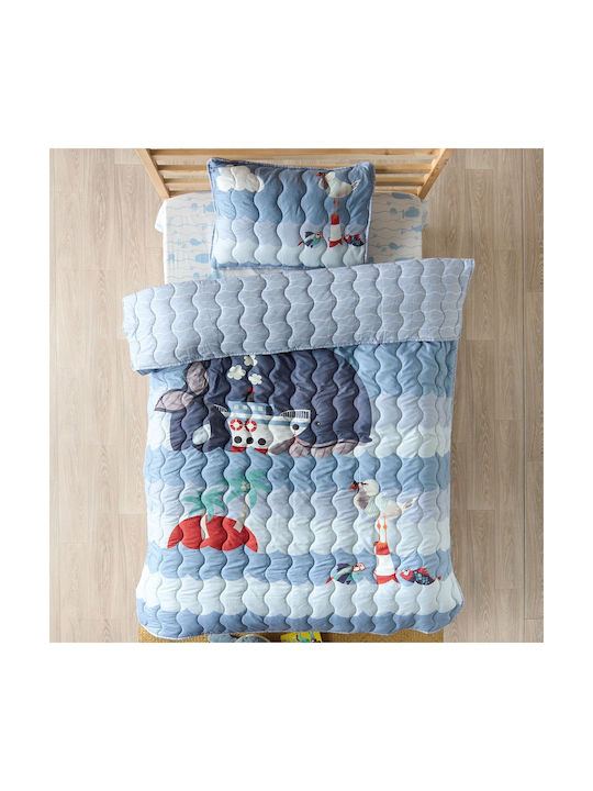 Kentia Kids Quilts Set Single with Pillowcase Balena Blue 160x240cm