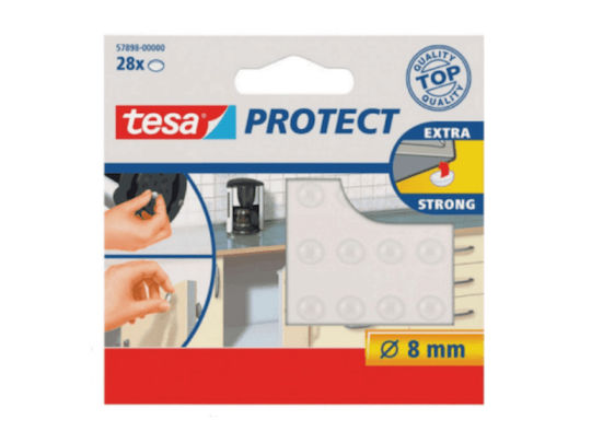 Tesa 57898 Round Door Buffers with Sticker 8mm 28pcs