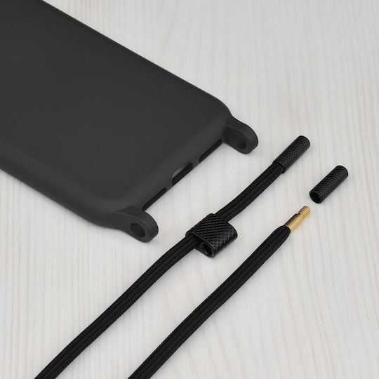 Techsuit Lanyard Back Cover Silicone with Strap Black (iPhone 15 Plus)
