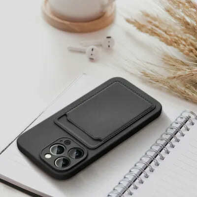 Forcell Card Back Cover Σιλικόνης με Υποδοχή για Κάρτες Μαύρο (iPhone 13 Pro)