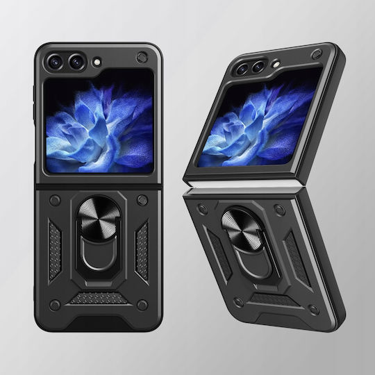 Hurtel Hybrid 360 Full Cover Tempered Glass Μαύρο (Galaxy Z Flip)