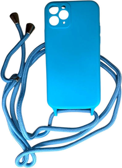 Forcell Cord Back Cover Σιλικόνης με Λουράκι Light Blue (iPhone 11 Pro)