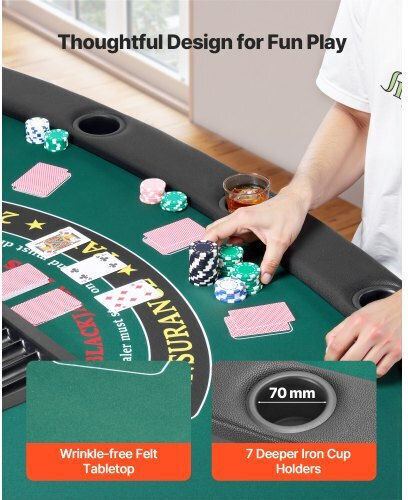 Vevor Poker Table Metal Foldable Green 1pcs