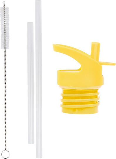 A Little Lovely Company Spare Set Lid Straw & Brush Animal Friends