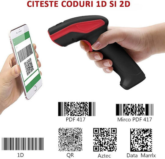 BP Scanner portabil Wireless cu capacitate de citire a codurilor de bare 2D și QR