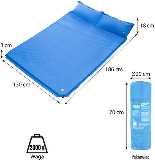 Nils Αυτοφούσκωτο Διπλό Υπόστρωμα Camping Πάχους 3cm Μπλε