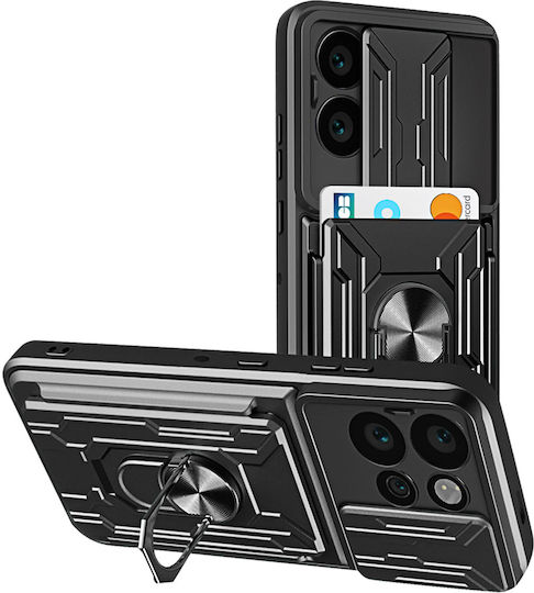 Avizar Handyhülle Motorola Edge 50 Neo Kamerahülle Stand Kartenhalter Schwarz