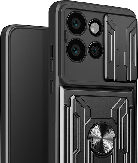Avizar Handyhülle Motorola Edge 50 Neo Kamerahülle Stand Kartenhalter Schwarz