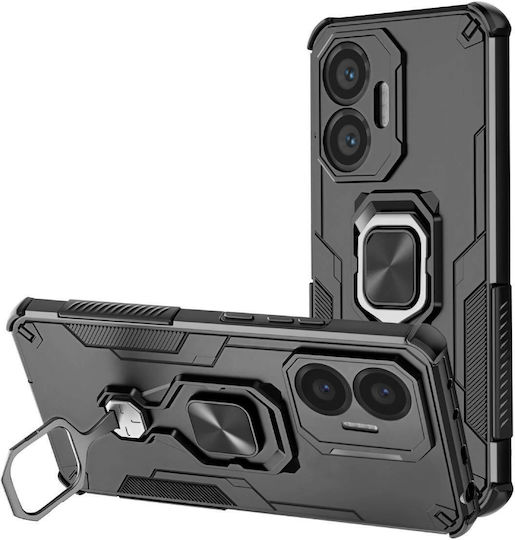 Avizar Shockproof Case Poco F7 Rotating Ring Integrated Stand Black