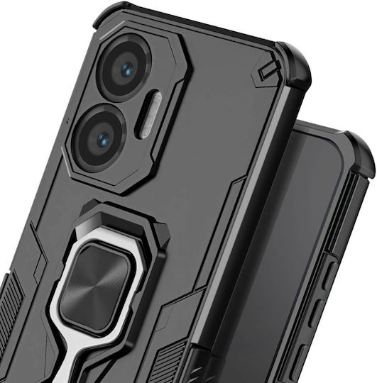 Avizar Shockproof Case Poco F7 Rotating Ring Integrated Stand Black