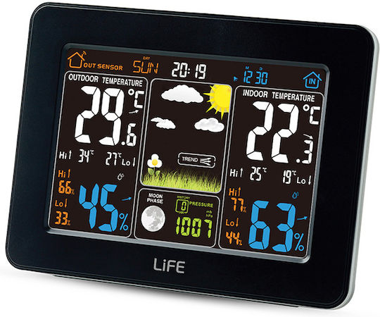 Life WES-300 Wireless Digital Weather Station Tabletop Black