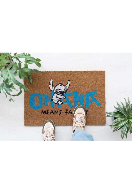 Grupo Erik Doormat Made of Coconut Tree with Non-Slip Backing Disney Lilo & Stitch Ohana Brown 40x60cm