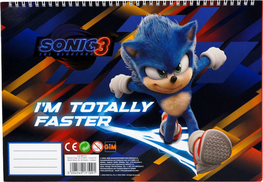 Μπλοκ Ζωγραφικης 23x33 Εκ 40 Φυλλα Αυτοκολλητα Sonic 3 Hedgehog #334-86416
