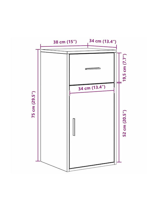 Cabinet Storage Wooden L38xW34.5xH75cm