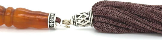 Worry Beads Horn Brown Distressed Tassel 21 Beads