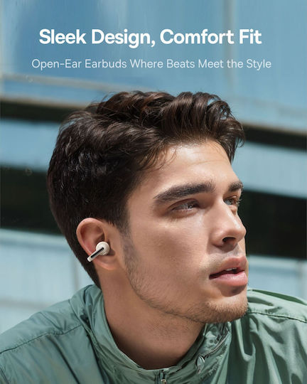 Baseus Bowie MC1 Open Ear Bluetooth Handsfree Ακουστικά με Αντοχή στον Ιδρώτα και Θήκη Φόρτισης Λευκά