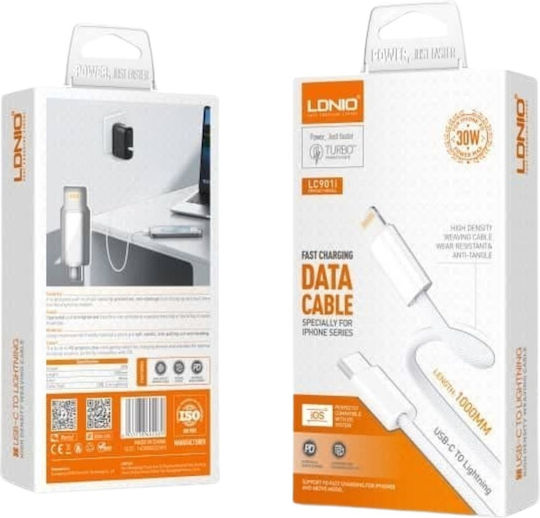 Ldnio USB-C to Lightning Cable 30W Λευκό 2m
