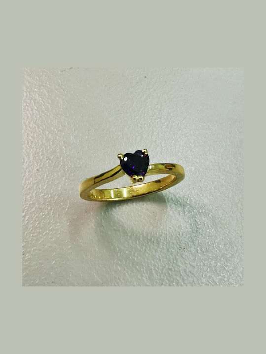 Aris Dentopoulos Jewellery Μονόπετρο από Επιχρυσωμένο Ασήμι