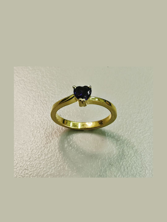 Aris Dentopoulos Jewellery Μονόπετρο από Επιχρυσωμένο Ασήμι με Ζιργκόν