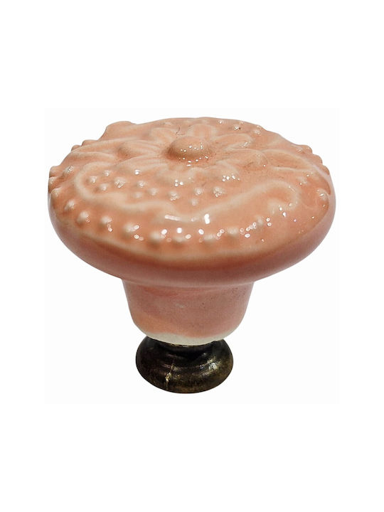 Premier Kids Antique Knob Furniture made of Zamak & Porcelain & Metallic Pink 35mm (Center Distance 35mm) 11955-000-ARG1 1pcs