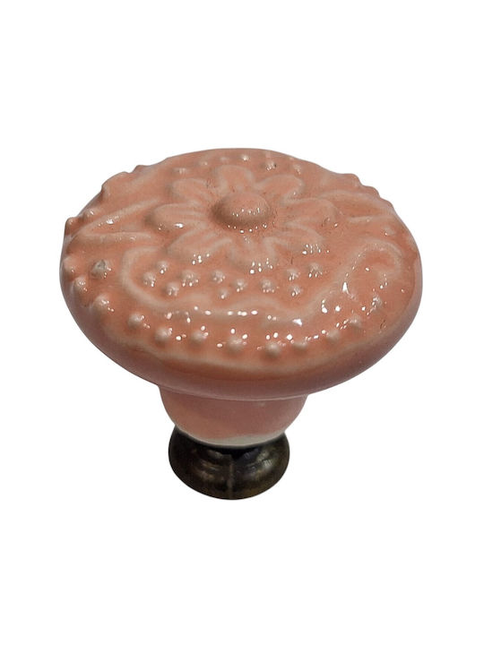 Premier Kids Antique Knob Furniture made of Zamak & Porcelain & Metallic Pink 35mm (Center Distance 35mm) 11955-000-ARG1 1pcs