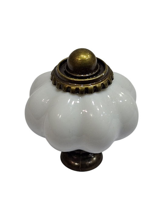 ACM Antique Knob Furniture made of Plastic & Zamak & Metallic White-plastic Bronze-metal 30mm (Center Distance 30mm) 11988-000-PLA1 1pcs