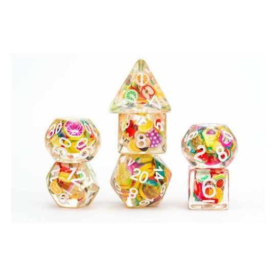 Set de zaruri din rășină de 16mm Fruct 7