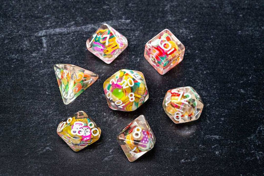 Set de zaruri din rășină de 16mm Fruct 7