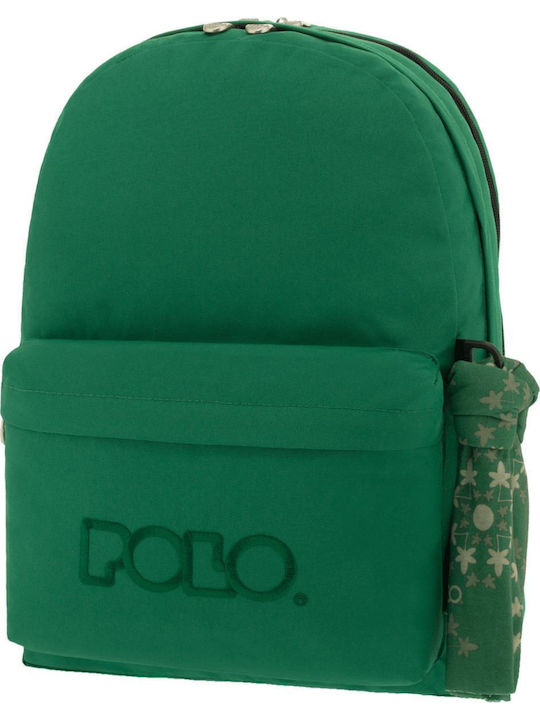 Polo Original Double 600D Σχολική Τσάντα Πλάτης Γυμνασίου - Λυκείου Πράσινη με Θήκη για Παγούρι 30lt 2020