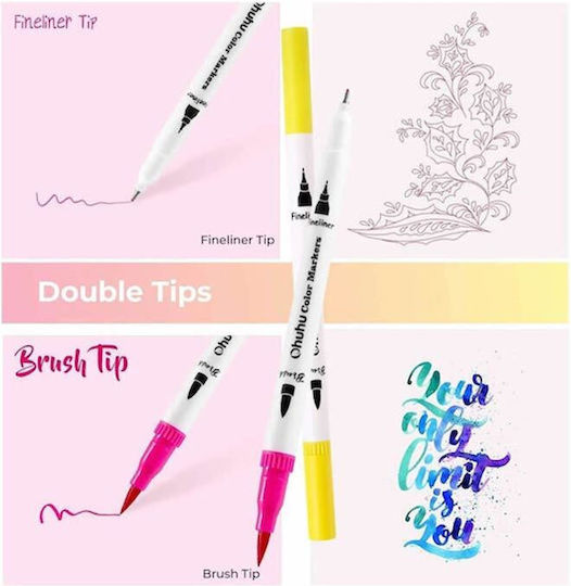 Ohuhu Honolulu B Brush & Chisel 120 Mehrfarbige Zeichenstifte Illustration Töne