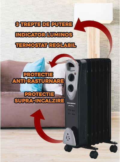 Hausberg Radiator cu ulei cu 7 Elemente 1500W