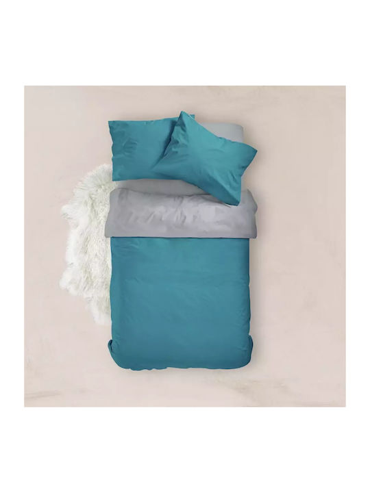 Borea Duvet Cover Cotton Queen 220x240 Petrol-yellow