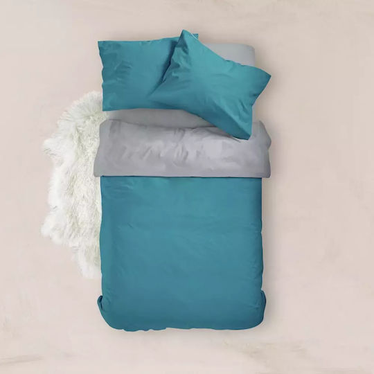 Borea Duvet Cover Cotton Queen 220x240 Petrol-yellow