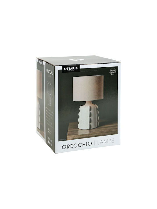 Ostaria Ceramic Table Lamp for Socket E14 with Beige Shade and Base