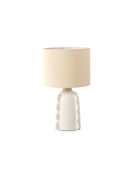 Ostaria Ceramic Table Lamp for Socket E14 with Beige Shade and Base