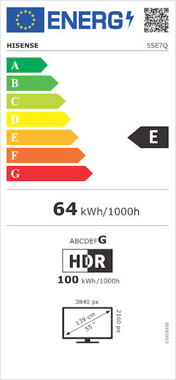 Hisense Smart Τηλεόραση 55" 4K UHD QLED E7Q HDR (2025) 55E7Q