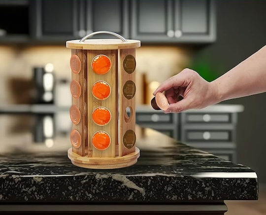 Rotating Wooden Coffee Capsule Holder Stand 24 Capsules 30 X 16.5 Cm