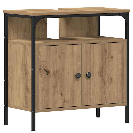 vidaXL Blat cu Lavoar, Oglindă & Coloană L80xW30xH60cm Chestnut