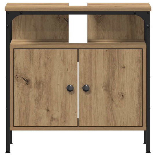 vidaXL Blat cu Lavoar, Oglindă & Coloană L80xW30xH60cm Chestnut